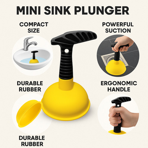 Mini sink drain plunger - plunger, for