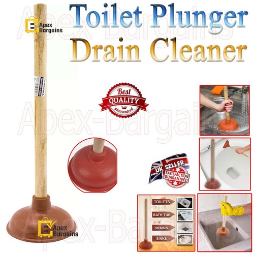Large toilet plunger - large, wooden